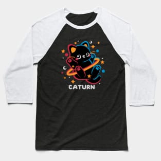 Caturn embroidery patch Baseball T-Shirt